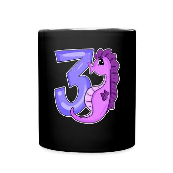 3rd birthday motif seahorse - three years old - Full Colour Mug - black - Front