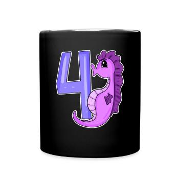 4th birthday motif seahorse - four years old - Full Colour Mug - black - Front