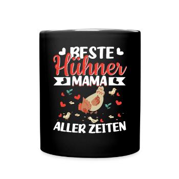Hühner Mama Hühnerzüchterin - Tasse einfarbig - Schwarz - Vorne