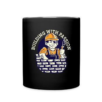 Bauarbeiter Building avec passion Baumeister Bau - Mug uni - noir - Devant