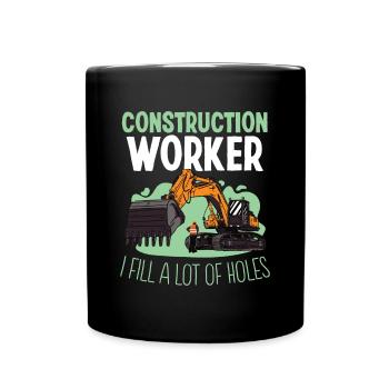 Un ouvrier de la construction de Bauarbeiter comble beaucoup de trous - Mug uni - noir - Devant