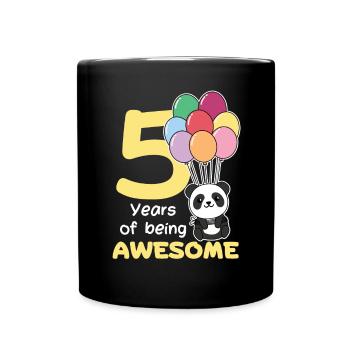 Panda for 5th birthday children five years old - Full Colour Mug - black - Front