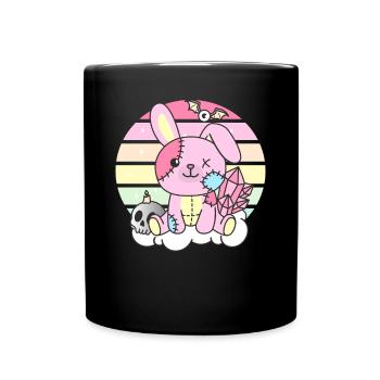 Kawaii Gothic Hase Pastellfarben Gothic Goth Hase - Tasse einfarbig - Schwarz - Vorne