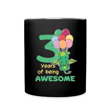 Drache zum 3. Geburtstag Kinder drei Jahre alt - Tasse einfarbig - Schwarz - Vorne