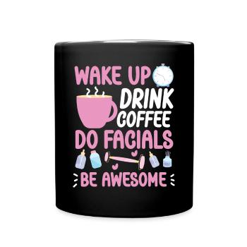 Cute Esthetician Skincare - Full Colour Mug - black - Front