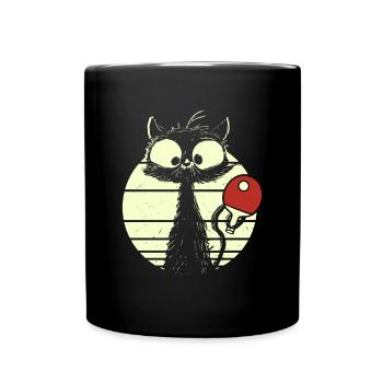 Tischtennispieler Katze - Tasse einfarbig - Schwarz - Vorne