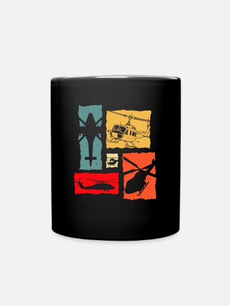Hélicoptère rétro - Mug uni - noir