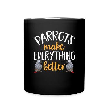 Graupapagei African Grey Parrot Papagei - Tasse einfarbig - Schwarz - Vorne
