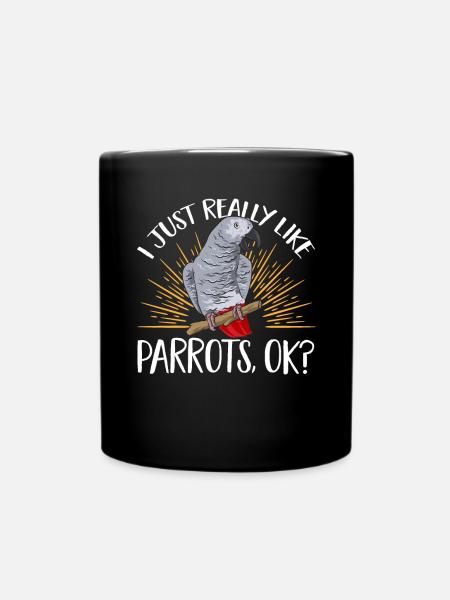 Graupapagei African Grey Parrot Papagei - Tasse einfarbig - Schwarz