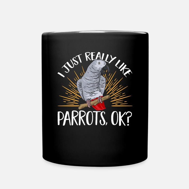 Graupapagei African Grey Parrot Papagei - Tasse einfarbig - Schwarz