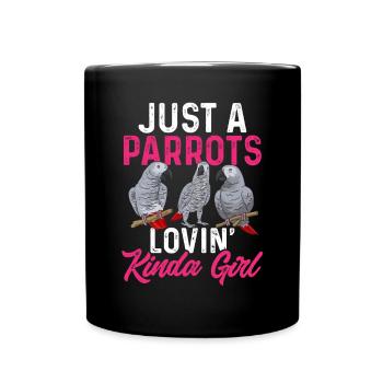 Graupapagei African Grey Parrot Papagei - Tasse einfarbig - Schwarz - Vorne