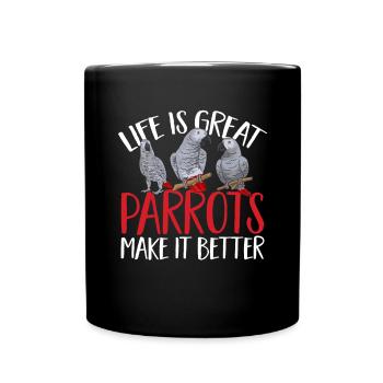 Graupapagei African Grey Parrot Papagei - Full Colour Mug - black - Front