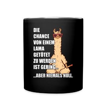 Lama Yoga mit Sonnenbrille lustiger Spruch - Tasse einfarbig - Schwarz - Vorne
