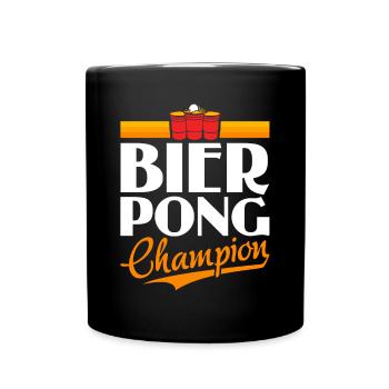 Bier Pong Champion - Bierpong Saufen Bier Pong - Tasse einfarbig - Schwarz - Vorne