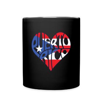 Love Puerto Rico Flag Heart Boricua - Full Colour Mug - black - Front