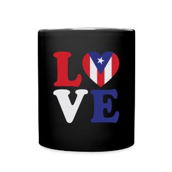 Love Puerto Rico Flag Heart Boricua - Mug uni - noir - Devant