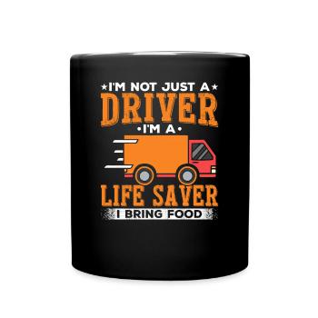 Chauffeur-livreur, j’apporte de la nourriture, conduit - Mug uni - noir - Devant