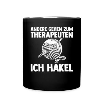 Stricken Therapie Häkeln - Tasse einfarbig - Schwarz - Vorne