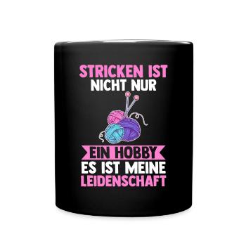 Häkeln Nähen Stricken - Tasse einfarbig - Schwarz - Vorne