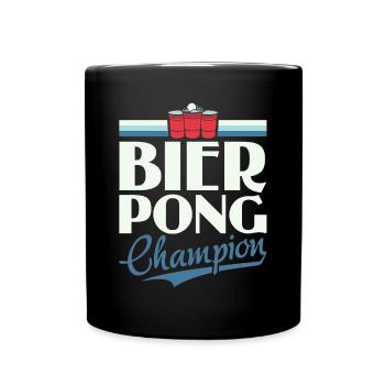 Bier Pong Champion - Bierpong Saufen Bier Pong - Tasse einfarbig - Schwarz - Vorne