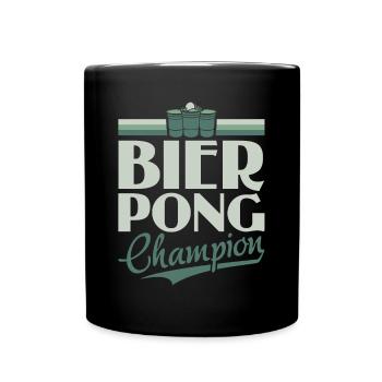 Bier Pong Champion - Bierpong Saufen Bier Pong - Tasse einfarbig - Schwarz - Vorne