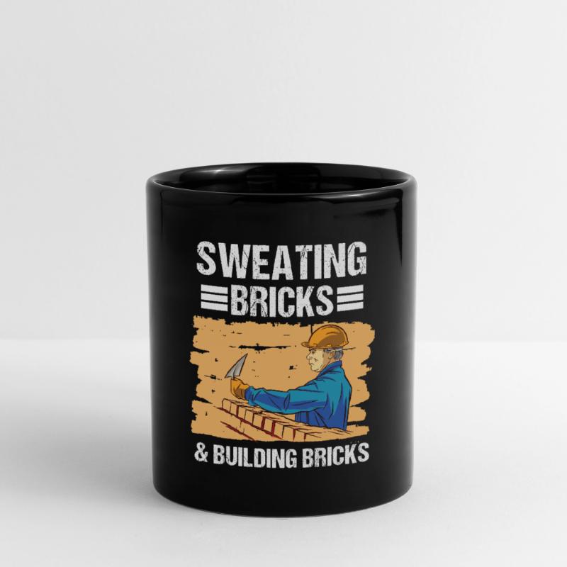 Construction Worker Sweating Bricks & Building Bricks Construction Full Colour Mug