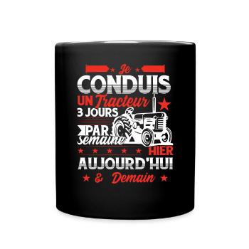 Conducteur Tracteur - Mug uni - noir - Devant