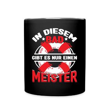 Bademeister Rettungsschwimmer - Tasse einfarbig - Schwarz - Vorne
