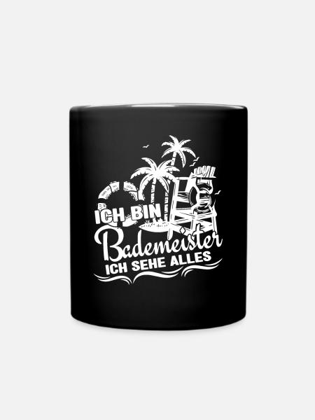 Bademeister Rettungsschwimmer Ich sehe alles - Tasse einfarbig - Schwarz