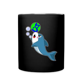Dolphin Earth Globe - Full Colour Mug - black - Front