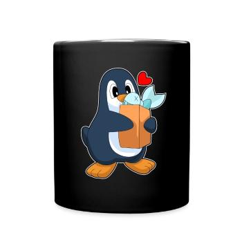 Pinguin Fisch - Tasse einfarbig - Schwarz - Vorne