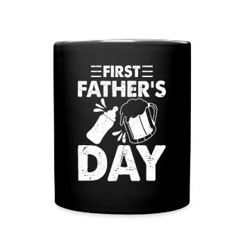 First Father's Day - Beer And Baby Bottle First Fa - Tasse einfarbig - Schwarz - Vorne