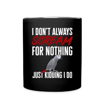 Graupapagei African Grey Parrot Papagei - Tasse einfarbig - Schwarz - Vorne