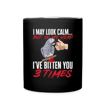 Graupapagei African Grey Parrot Papagei - Tasse einfarbig - Schwarz - Vorne