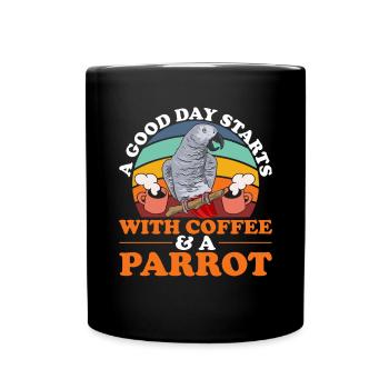 Graupapagei African Grey Parrot Papagei - Full Colour Mug - black - Front