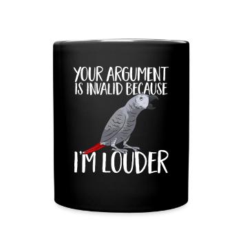 Graupapagei African Grey Parrot Papagei - Tasse einfarbig - Schwarz - Vorne