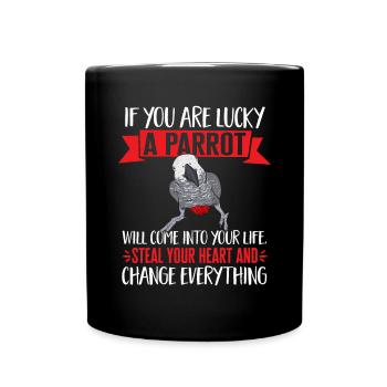 Graupapagei African Grey Parrot Papagei - Tasse einfarbig - Schwarz - Vorne
