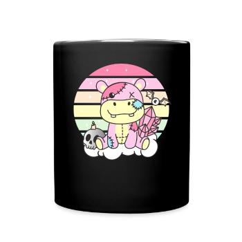 Kawaii Gothic Hippo Pastellfarben Gothic Goth - Tasse einfarbig - Schwarz - Vorne