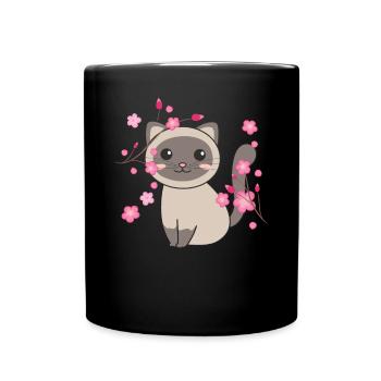Chat animaux mignons pour enfants kawaii - Mug uni - noir - Devant