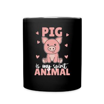 Le cochon est mon animal spirituel - doux cochon - Mug uni - noir - Devant