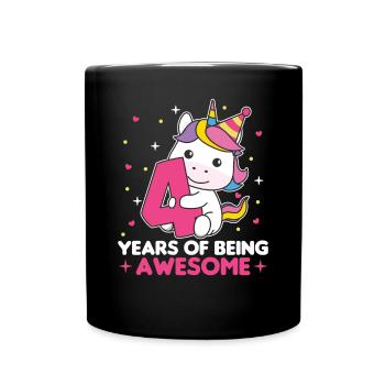 Licorne pour les enfants de 4 ans de quatre ans - Mug uni - noir - Devant