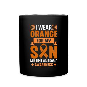Je porte de l’orange pour les multiples de mon fils - Mug uni - noir - Devant