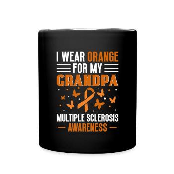Je porte de l’orange pour mes multiples grand-père - Mug uni - noir - Devant