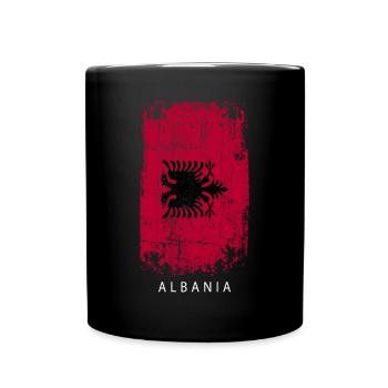 Souvenir Mit Der Landflagge Von Albania - Tasse einfarbig - Schwarz - Vorne