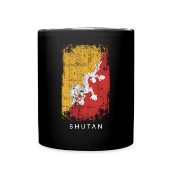 Souvenir with the country flag of Bhutan - Full Colour Mug - black - Front
