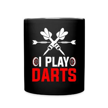 I Play Darts the Game of Dart - Full Colour Mug - black - Front