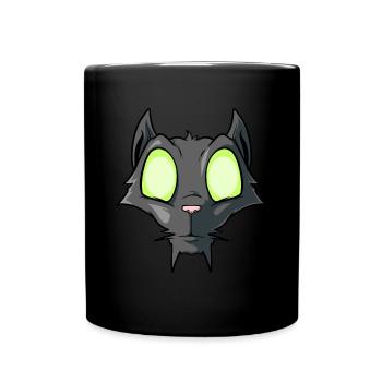Halloween Augen Katze - Tasse einfarbig - Schwarz - Vorne