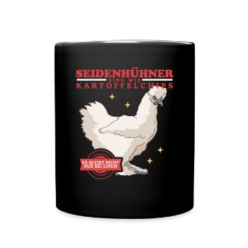 Seidenhuhn Silkie Hühner | Seidenhühner Geschenk - Tasse einfarbig - Schwarz - Vorne