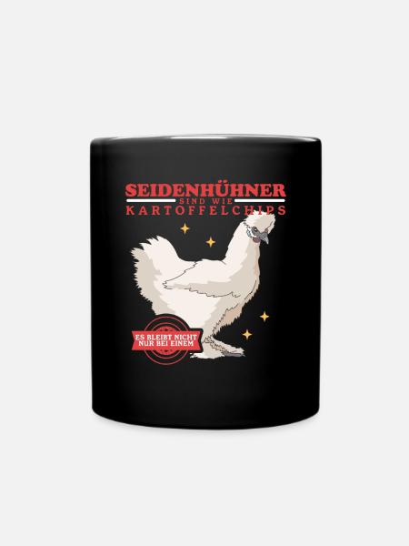 Seidenhuhn Silkie Hühner | Seidenhühner Geschenk - Tasse einfarbig - Schwarz