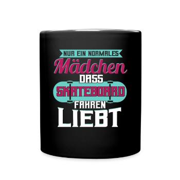 Skateboard Mädchen Skaterin Skateboarderin - Tasse einfarbig - Schwarz - Vorne